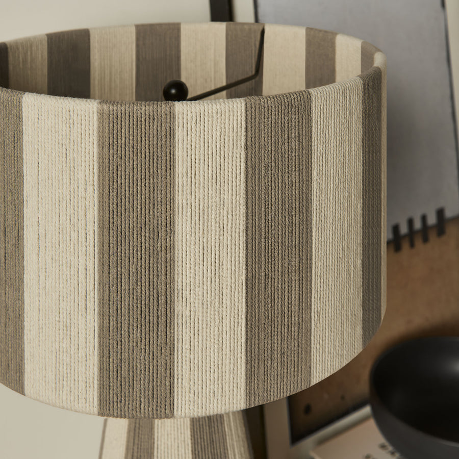 Cobh Handwoven Cotton Thread Striped Table Lamp in Cobblestone