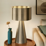 Cobh Handwoven Cotton Thread Striped Table Lamp in Cobblestone