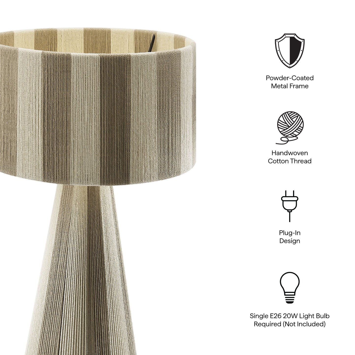 Renae Handwoven Cotton Thread Striped Table Lamp by Furniture for America