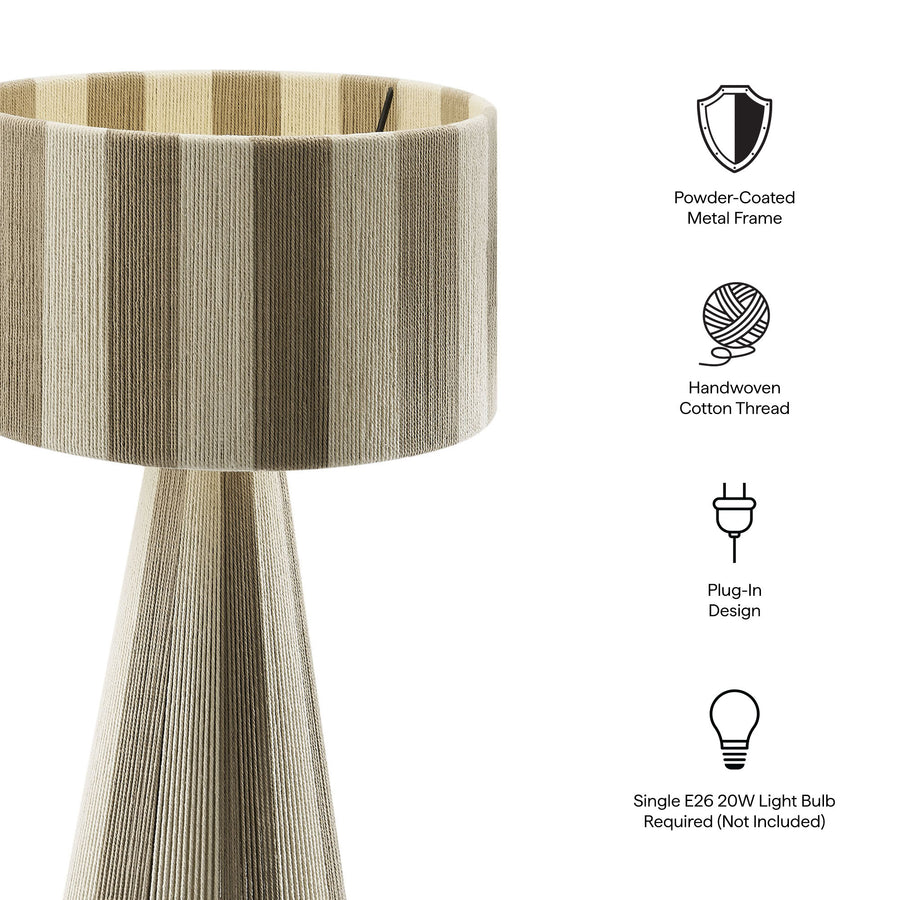 Cobh Handwoven Cotton Thread Striped Table Lamp in Cobblestone