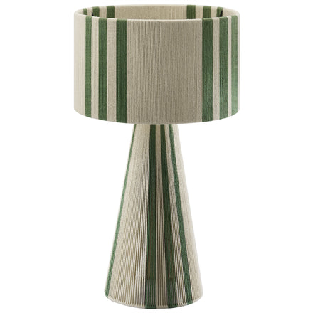 Gia Handwoven Cotton Thread Striped or Plain Table Lamp in Basil Green