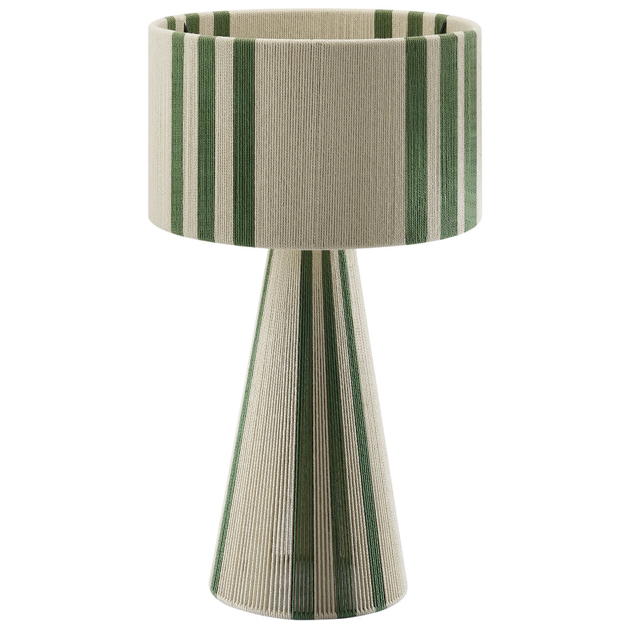 Acacia Handwoven Cotton Thread Striped or Plain Table Lamp in Basil Green