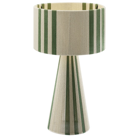 Gia Handwoven Cotton Thread Striped or Plain Table Lamp in Basil Green