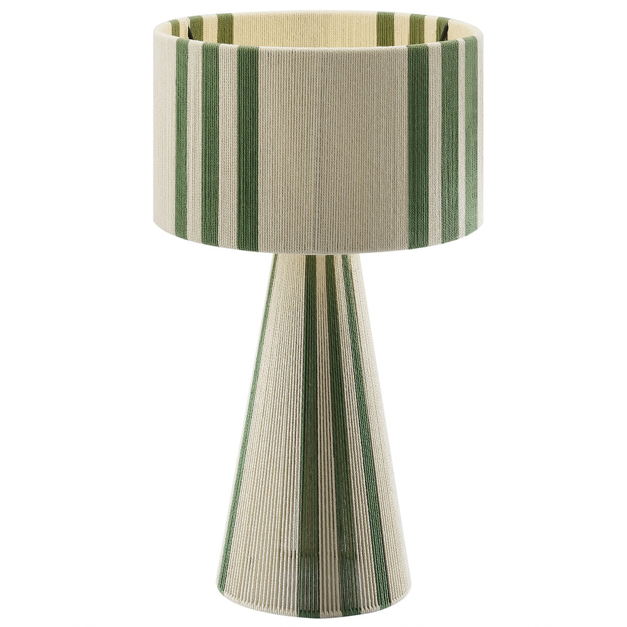 Acacia Handwoven Cotton Thread Striped or Plain Table Lamp in Basil Green