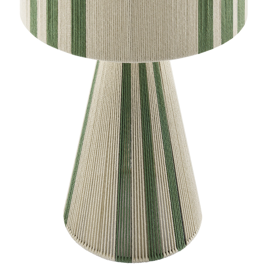 Acacia Handwoven Cotton Thread Striped or Plain Table Lamp in Basil Green