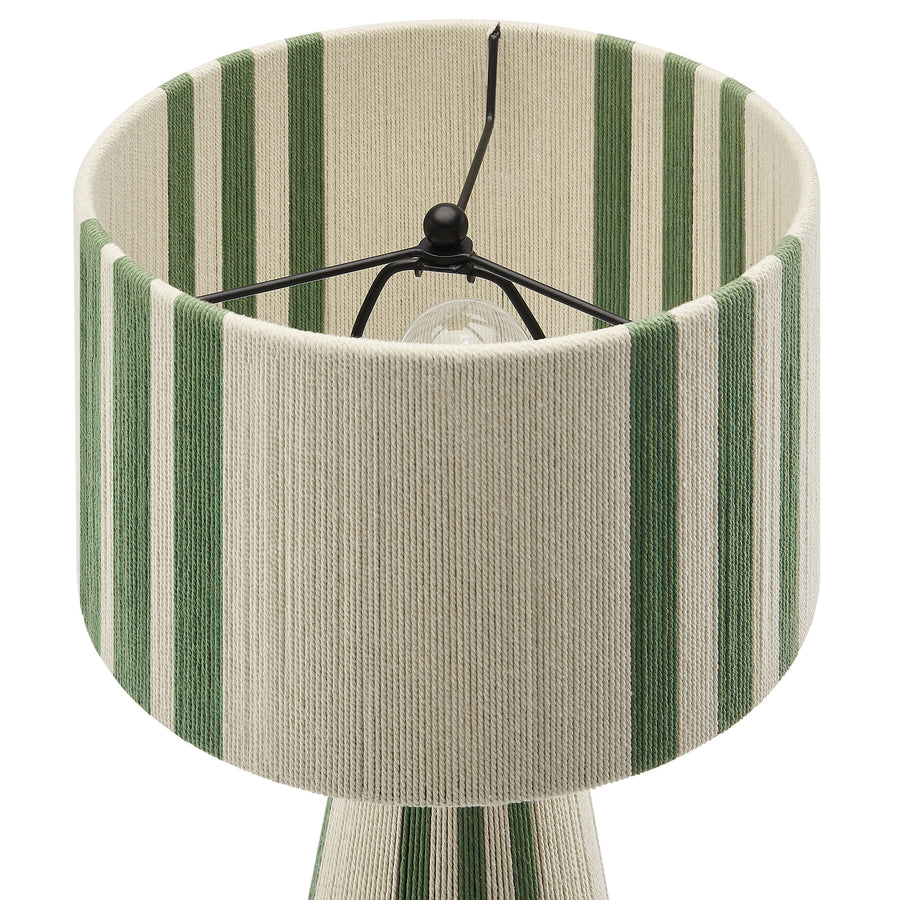 Acacia Handwoven Cotton Thread Striped or Plain Table Lamp in Basil Green