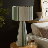 Acacia Handwoven Cotton Thread Striped or Plain Table Lamp in Basil Green