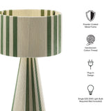 Acacia Handwoven Cotton Thread Striped or Plain Table Lamp in Basil Green