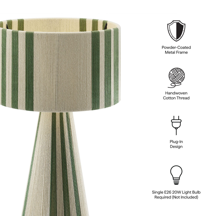 Acacia Handwoven Cotton Thread Striped or Plain Table Lamp in Basil Green