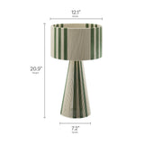 Acacia Handwoven Cotton Thread Striped or Plain Table Lamp in Basil Green