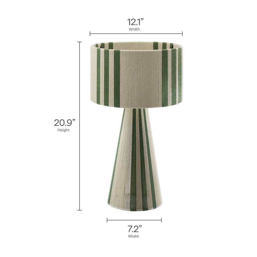 Acacia Handwoven Cotton Thread Striped or Plain Table Lamp in Basil Green