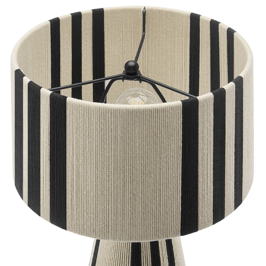 Acacia Handwoven Cotton Thread Striped or Plain Table Lamp in Black