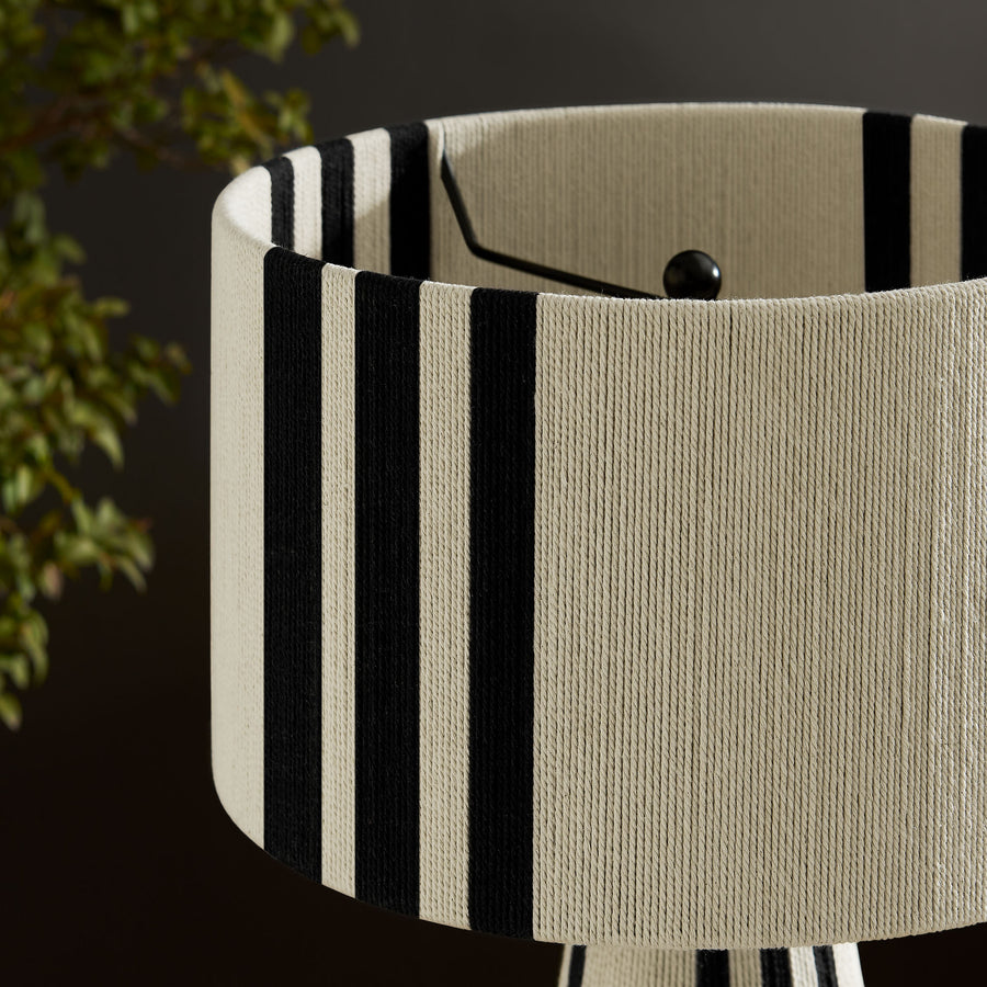 Acacia Handwoven Cotton Thread Striped or Plain Table Lamp in Black