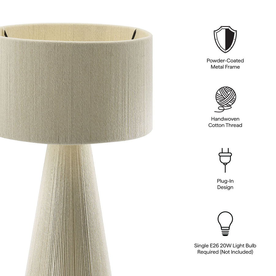 Acacia Handwoven Cotton Thread Striped or Plain Table Lamp in Natural