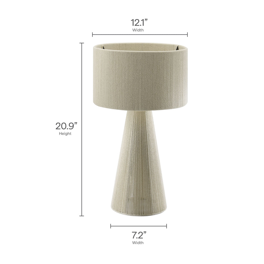 Acacia Handwoven Cotton Thread Striped or Plain Table Lamp in Natural