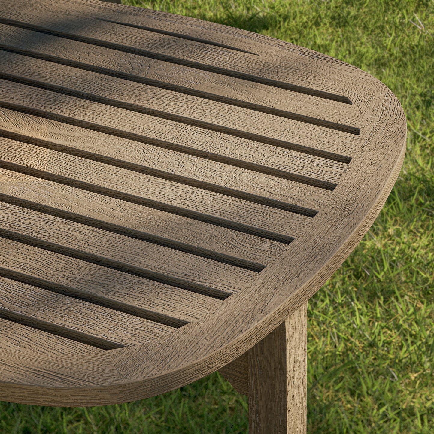 Saratoga Square Outdoor Patio Teak Wood Side Table in Weathered Gray