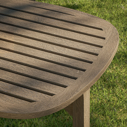 Saratoga Square Outdoor Patio Teak Wood Side Table in Weathered Gray