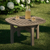 Lark Square Outdoor Patio Teak Wood Side Table in Weathered Gray