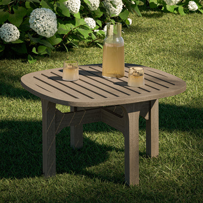 Saratoga Square Outdoor Patio Teak Wood Side Table by Furniture For America