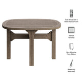 Lark Square Outdoor Patio Teak Wood Side Table in Weathered Gray