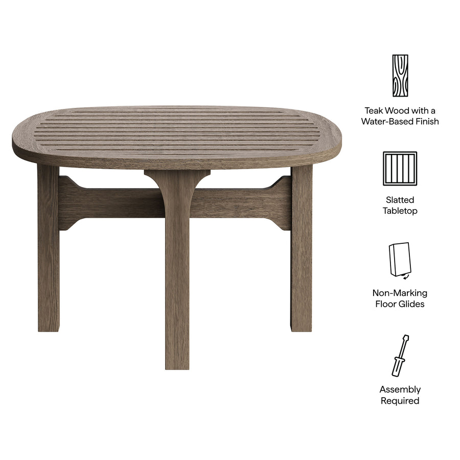 Lark Square Outdoor Patio Teak Wood Side Table in Weathered Gray