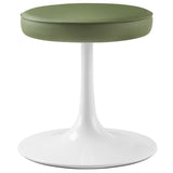 Lumen Vegan Leather Round Stool in Leaf
