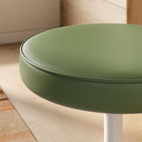Lumen Vegan Leather Round Stool in Leaf