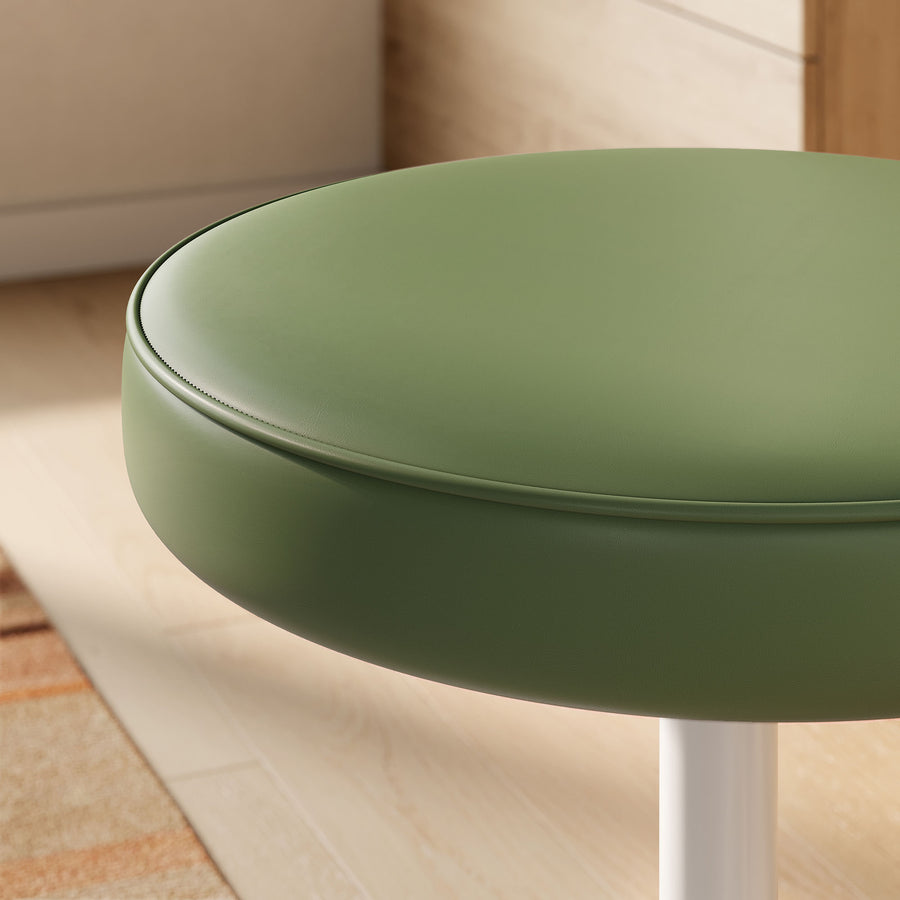 Lumen Vegan Leather Round Stool in Leaf