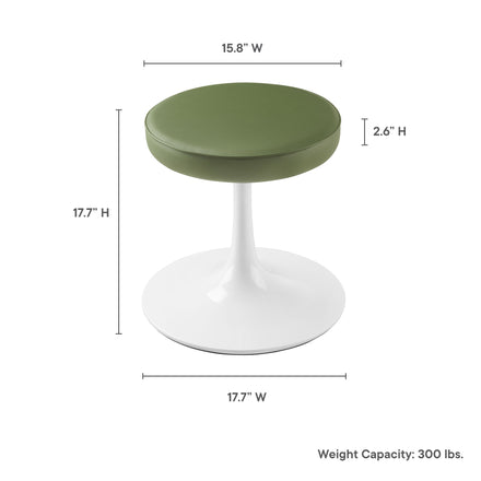 Lippa Vegan Leather Round Stool in Leaf