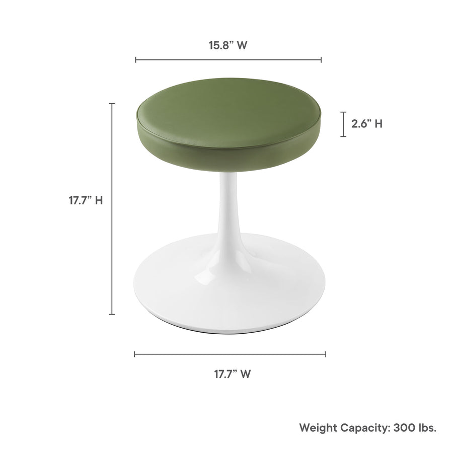 Lumen Vegan Leather Round Stool in Leaf