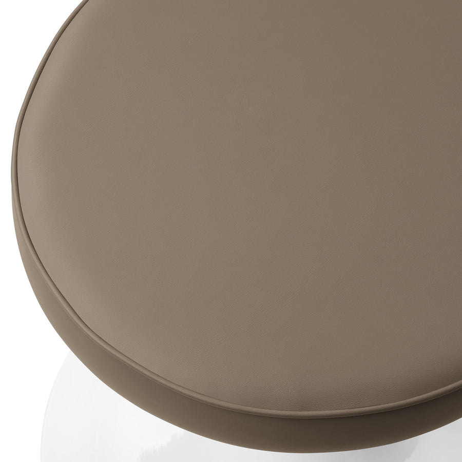 Lumen Vegan Leather Round Stool in Mushroom Brown