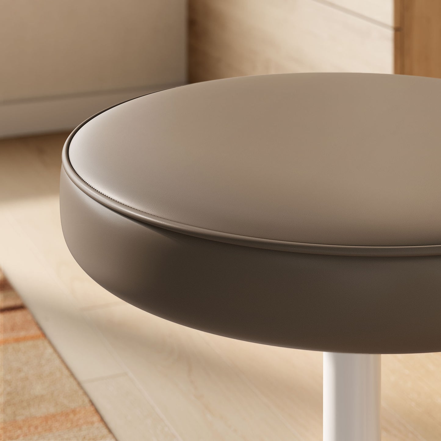 Lippa Vegan Leather Round Stool by Furniture For America