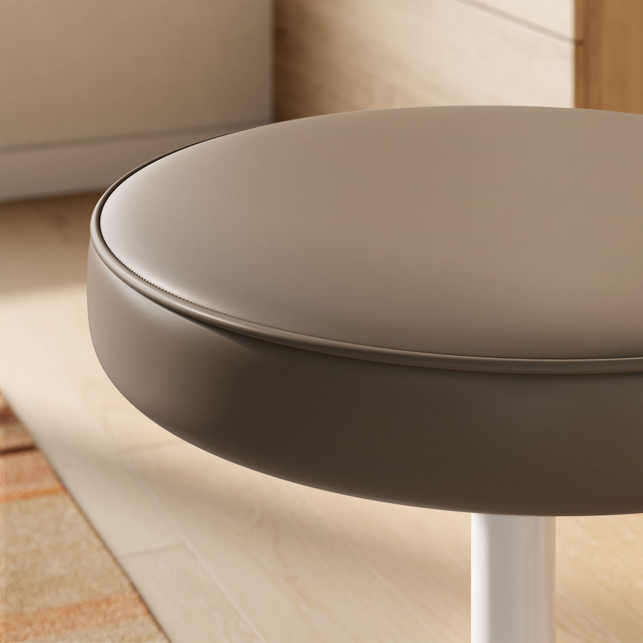 Lumen Vegan Leather Round Stool in Mushroom Brown