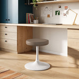 Lumen Vegan Leather Round Stool in Mushroom Brown