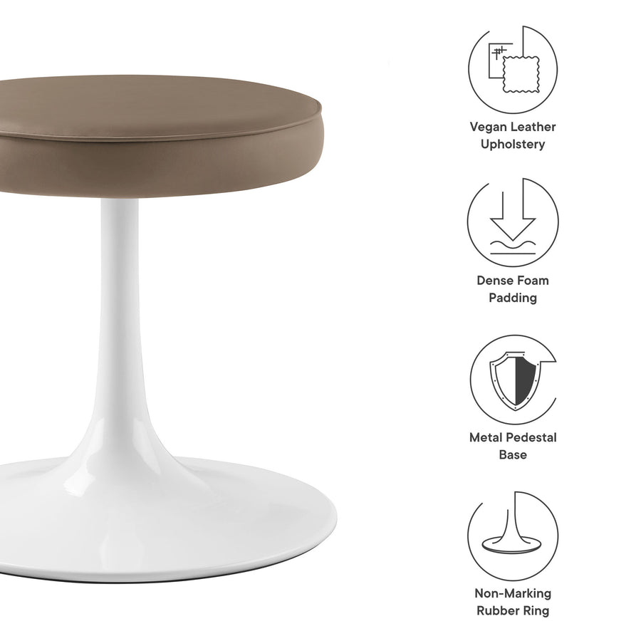 Lumen Vegan Leather Round Stool in Mushroom Brown