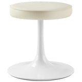 Lumen Vegan Leather Round Stool in Stone