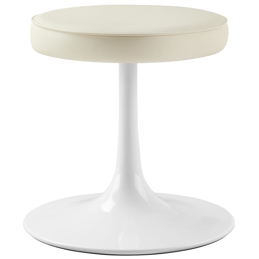 Lumen Vegan Leather Round Stool in Stone