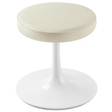 Lumen Vegan Leather Round Stool in Stone