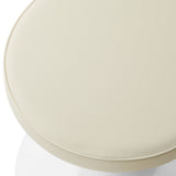 Lumen Vegan Leather Round Stool in Stone