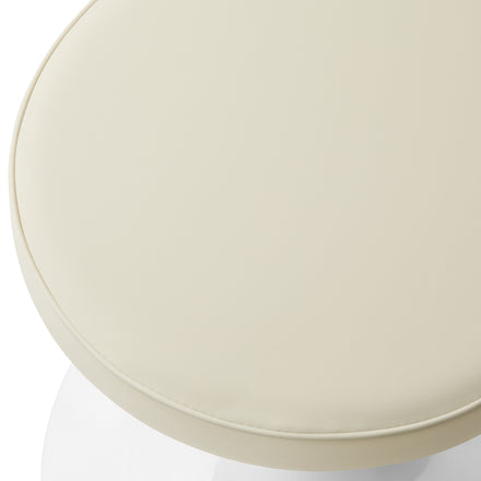Lippa Vegan Leather Round Stool in Stone