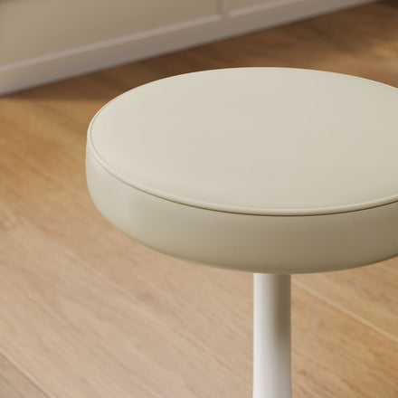Lippa Vegan Leather Round Stool in Stone