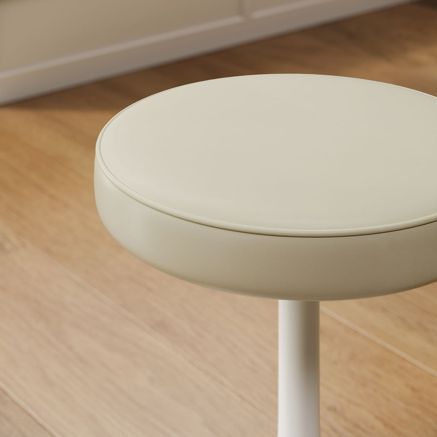 Lumen Vegan Leather Round Stool in Stone