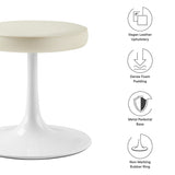 Lumen Vegan Leather Round Stool in Stone