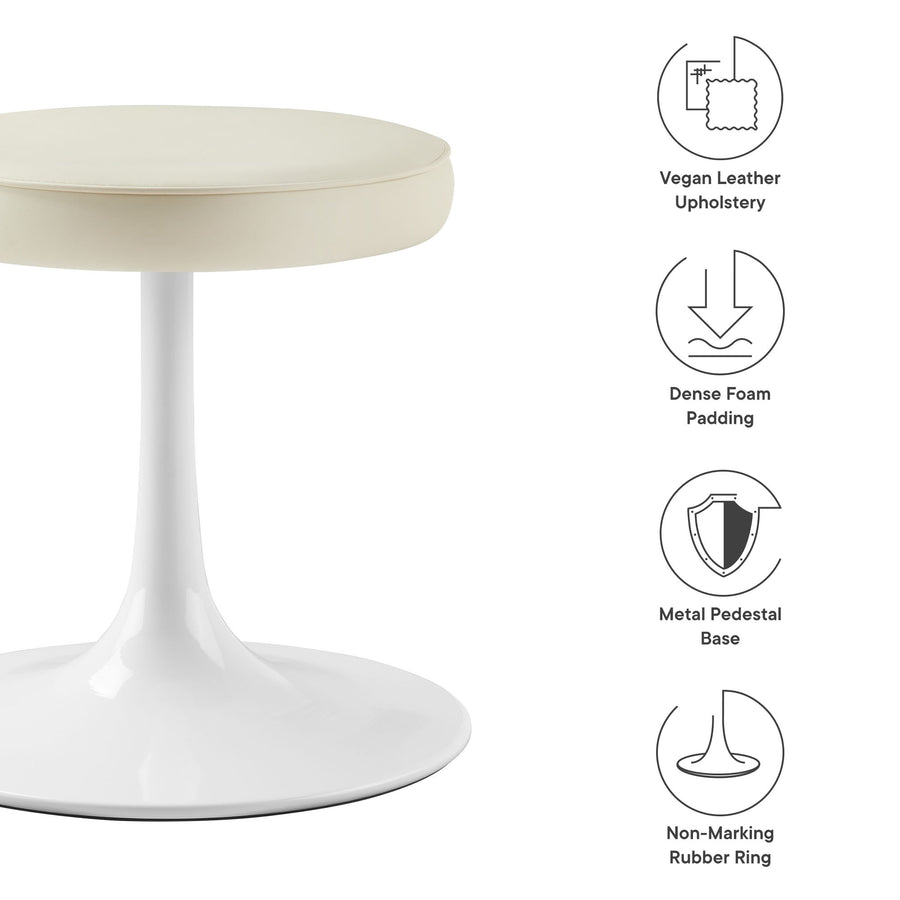 Lumen Vegan Leather Round Stool in Stone