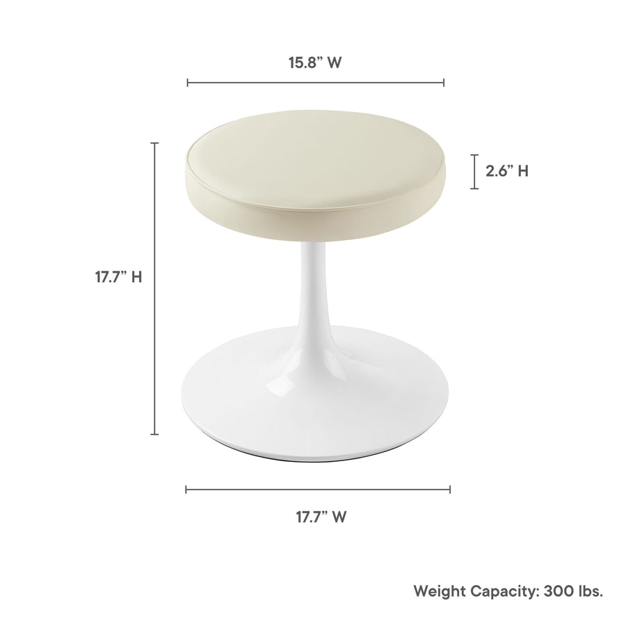 Lumen Vegan Leather Round Stool in Stone