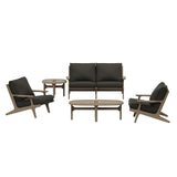 Lark 5-Piece Outdoor Patio Teak Wood Furniture Set in Weathered Gray Flint