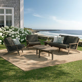 Lark 5-Piece Outdoor Patio Teak Wood Furniture Set in Weathered Gray Flint