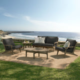 Lark 5-Piece Outdoor Patio Teak Wood Furniture Set in Weathered Gray Flint