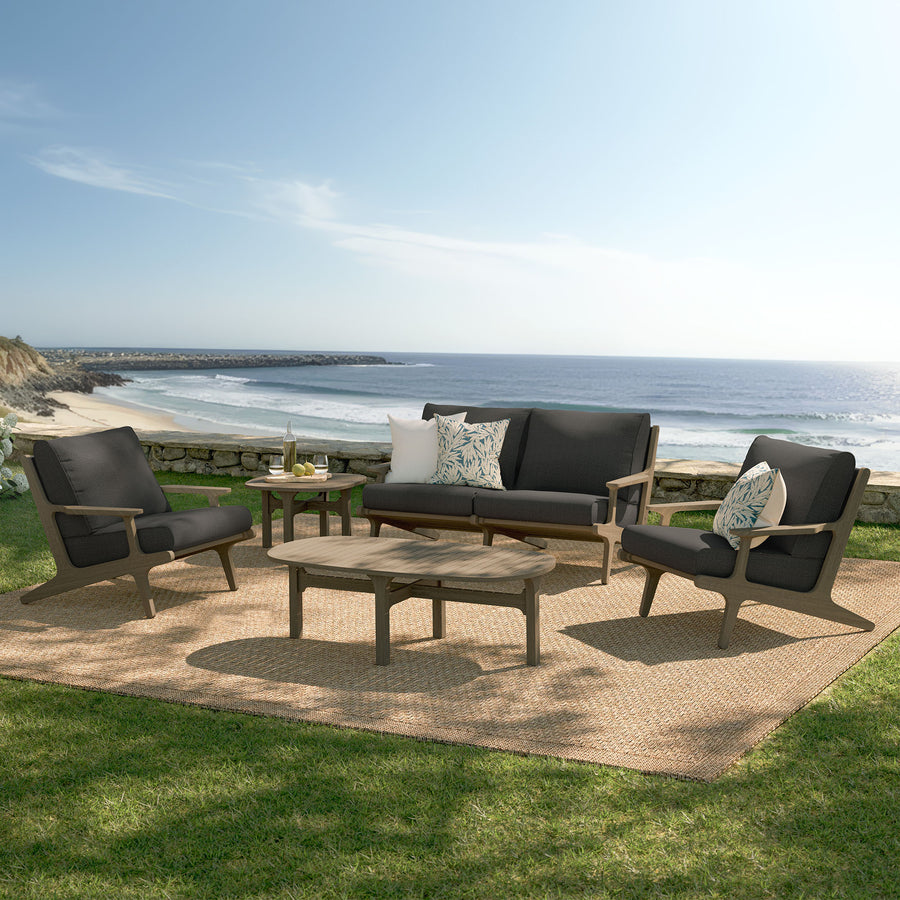 Lark 5-Piece Outdoor Patio Teak Wood Furniture Set in Weathered Gray Flint