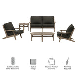 Lark 5-Piece Outdoor Patio Teak Wood Furniture Set in Weathered Gray Flint